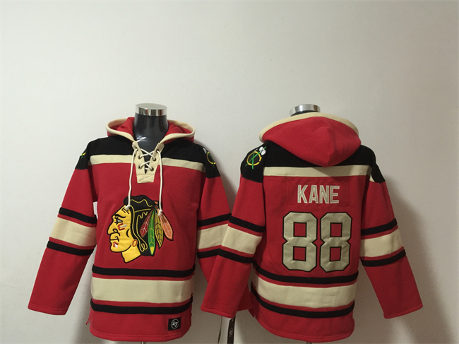 Men's Red Chicago Blackhawks #88 Patrick Kane Red Lace-Up Pullover HoodieMen's Chicago Blackhawks #88 Patrick Kane Lace-Up Pullover Hoodie